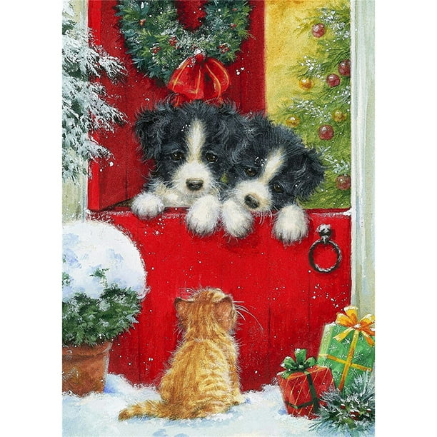 DIY taladro redondo completo diamante pintura Navidad cachorro hecho a mano decoración de habitación arte FLhrweasw Nuevo