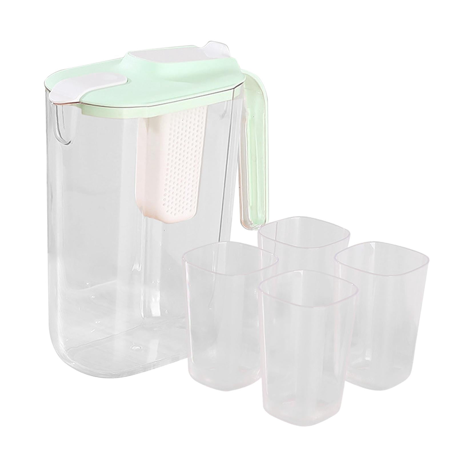 Fiocias Clear Ice Tea Maker, Beverage Pitcher, Iced Tea Pitcher with 4 Cups, Large Water Green