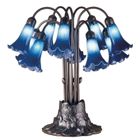 22"H Blue Pond Lily 10 LT Table Lamp