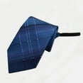thumbnail image 2 of Navy Men'S Fashion Business 3.15 Inch Wide Solid Color Jacquard Polyester Zipper Pre-Tied Necktie Easy Wear For Daily And Office Use In Navy Shade, 2 of 3