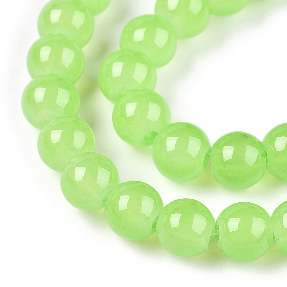 Baking Painted Imitation Jade Glass Round Bead Strands Lawn Green 6.5mm Hole: 1.5mm about 135~140pcs/strand 31.8 inch 20Strand