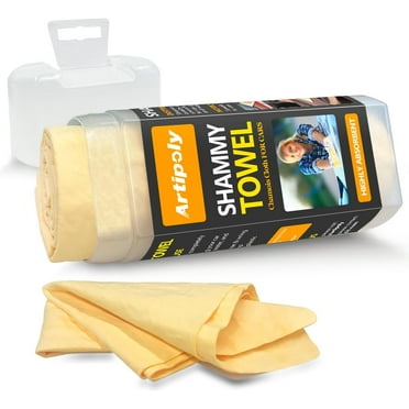 Premium Extra Large Shammy Cloth for Car Drying (34”x25”)-Super Absorbent XL Chamois Towel for Car-Reusable Shammy Towel for Car, Bathroom,Pets, Dust Remove, No Spots/Streak/Scratch