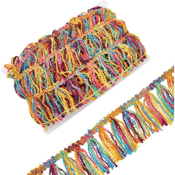 10 Yards Rainbow Color Fringe Tassel Sewing Trim 2-1/8 inch Wide Ribbon Trim Colorful Fringe Trim for DIY Sewing Polyester Tassel Lace Ribbon Sewing Trim for DIY DIY Clothes Dress Decoration