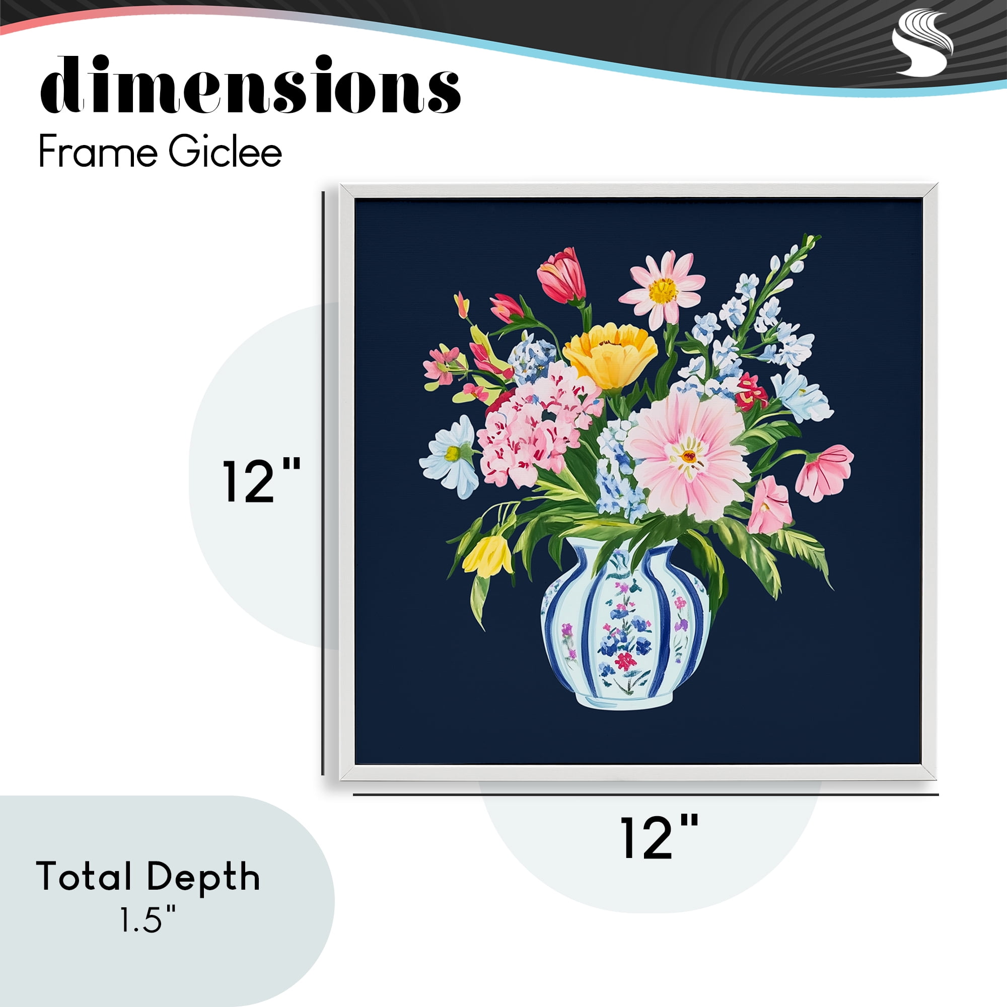 Spring Elegance Chinoiserie Vase White Framed Giclee Art, design by Yen