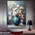 thumbnail image 3 of Mudket Framed,Canvas Wall Art,Ready to Hang,Blue Vase Still Life Floral Canvas Print, Vintage Botanical Wall Decor, Floral Pictures, for Bedroom Living Room Office Decor - 12"L x 8"W, 3 of 10