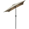 thumbnail image 2 of Abble 6.5FT Square Outdoor Patio Umbrella with Push Button Tilt and Crank Handle, Market Umbrella with 4 Sturdy Umbrella Ribs for Garden Deck Backyard Pool, Tan, 2 of 5