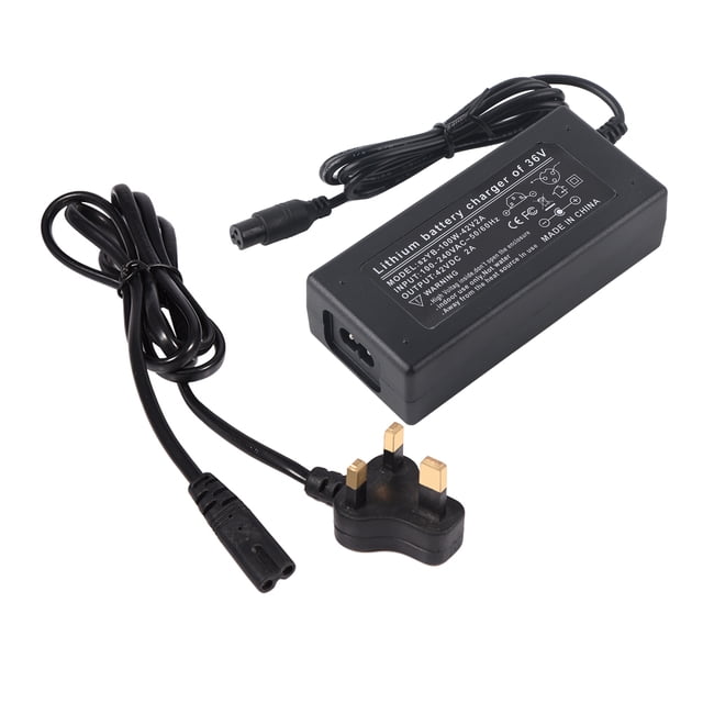 Adaptador de corriente, cargador seguro de batería de litio para patinete eléctrico de equilibrio con enchufe británico
