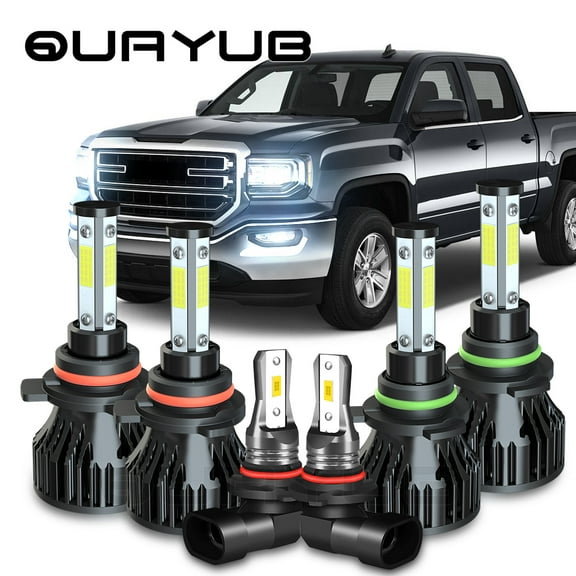 Quayub LED Headlights   Fog Light 6x Bulbs 6000k for 2003 2004 2005 2006 GMC Sierra 1500 3500