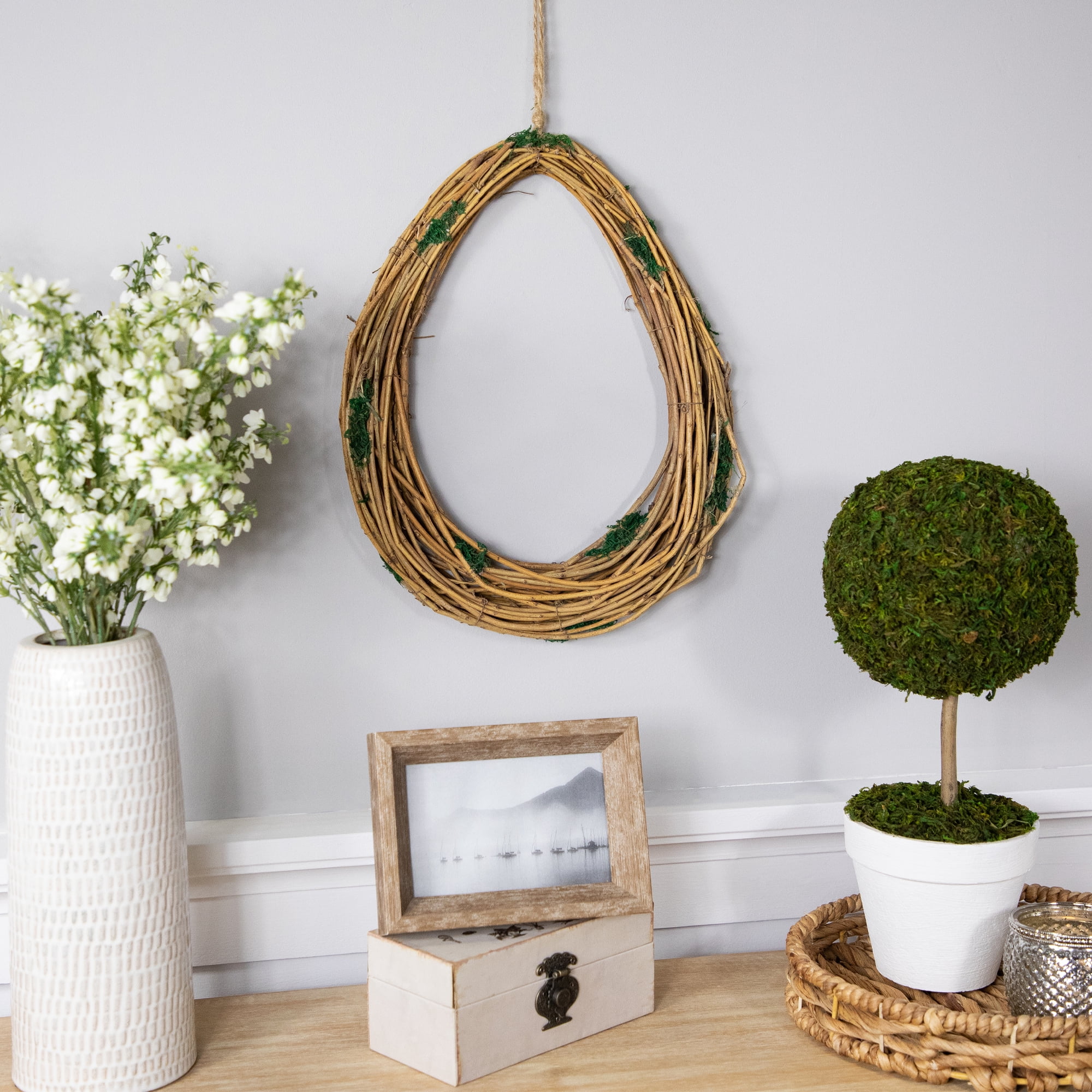 Northlight Natural Grapevine Twig Artificial Wreath with Moss - 15.25"