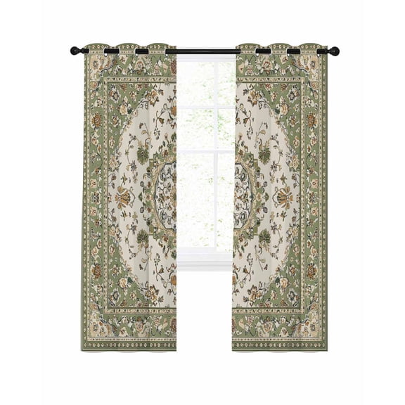 Sage Green Blackout Curtains, Light Blocking Print Window Curtains, Southwest Tribal Antique Boho-Chic Country Thermal Insulated Window Drapes for Living Room Kitchen Cafe 2 Panels, 104"W x 52"L