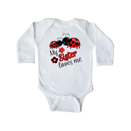 

Inktastic My Sister Loves Me with Cute Ladybugs Gift Baby Boy or Baby Girl Long Sleeve Bodysuit