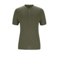 thumbnail image 3 of BiZtdJrK Henley Shirts for Men Fashion Solid Button Stand Collar T Shirt Summer Casual Short Sleeve Blouse Going Out Tops Streeetwear Army Green M Todays Sale, 3 of 8