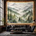 thumbnail image 6 of Misty Evergreen Forest Landscape with Layered Mountains in Background Serene Watercolor for Nature Lovers Forest Wall Art Housewarming Gift Tapestry Wall Hanging for Bedroom and Living Room, 6 of 7
