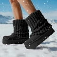 thumbnail image 3 of GJPBGK Women’s Warm Fuzzy Knit Mid-Calf Winter Snow Boots Cozy Outdoor Footwear Platform Flat Comfort Outdoor Winter Fashion Boots, 3 of 8