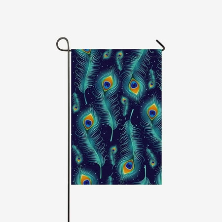 Decorative Feather Flags MKHERT Peacock Feather Garden Flag Banner Decorative Flag for Wedding Home Outdoor Garden Decor 12x18 inch ()