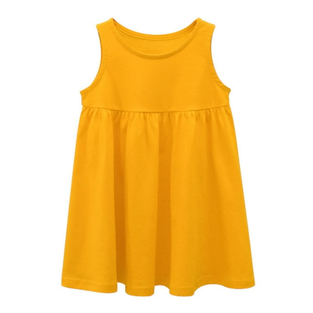 WEAIXIMIUNG Robes pour Filles Taille 16 Tout-Petits Enfants Bébés Filles Sans Manches Décontractée Ligne A Robe Patineuse pour l'École Fête Robes