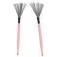 thumbnail image 2 of Drum Brush, Maple Rubber Steel Wire Instrument Brush 2PCS Compact  For Drummer, 2 of 7