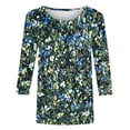 thumbnail image 5 of 3/4 Length Sleeve Womens Tops Color Block Print Crew Neck Shirts Loose Fit Going Out Tops Business Dressy Casual Tunic Blouses 2026 Summer Basic Tees Beach Vacation Outfits, 5 of 5