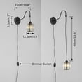 thumbnail image 4 of FSLiving Adjustable Height Gooseneck Wall Sconce with 9.8ft Plug-in Cord Retro Design Crystal Shade Dimmable Lighting Fixtures for Garage Farmhouse Warehourse,Bulb Sold Separately - 1 Light, 4 of 6