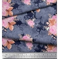 thumbnail image 3 of Soimoi Moss Georgette Fabric Leaves & Rose Floral Printed Craft Fabric by The Yard 42 Inch Wide, 3 of 3