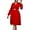 Red, variant on Women's Plus Size Chiffon Long Sleeve Elastic Waist A-Line Knee Length Wedding Guest Dresses Pleated Long Dress