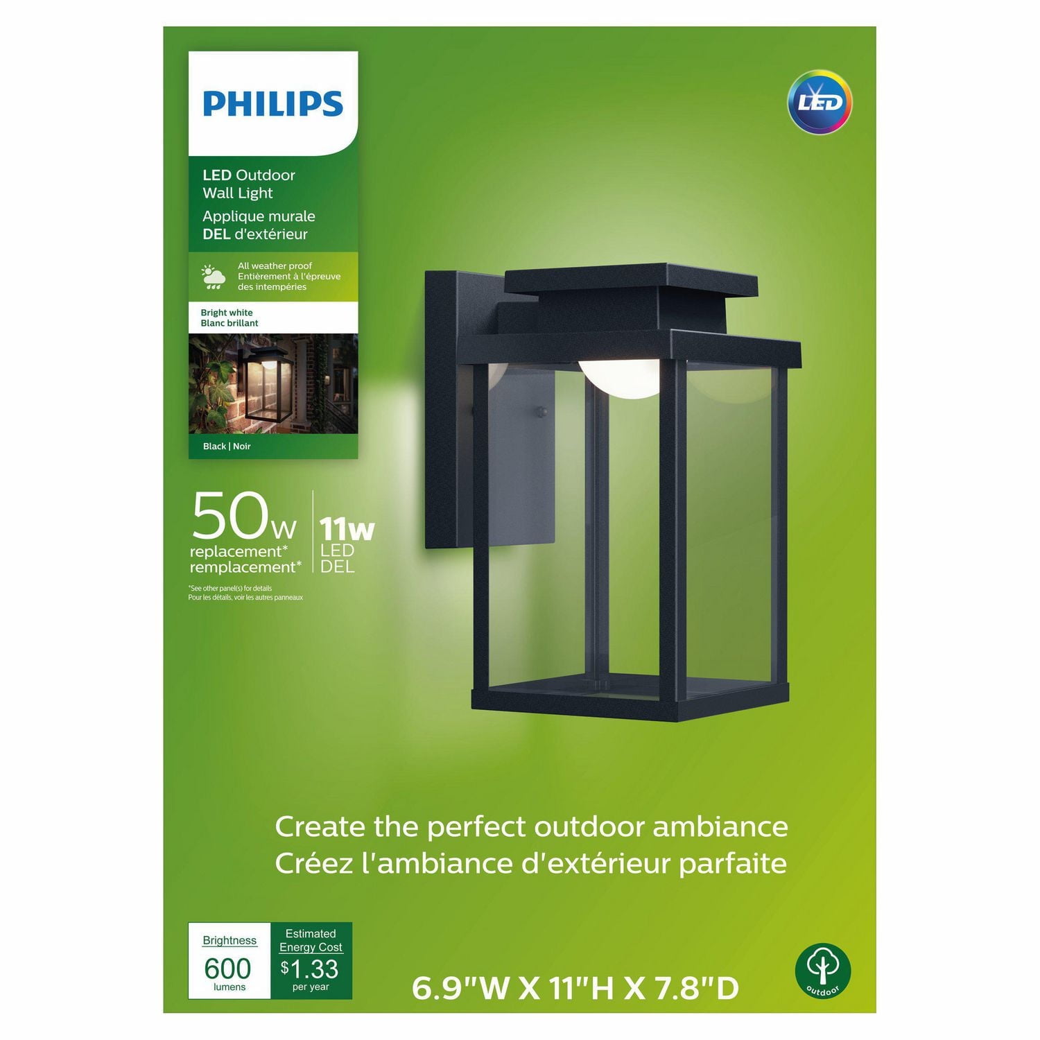 Philips 11" Applique murale extérieure à DEL intégrée 50W Philips Extérieur LED 50W