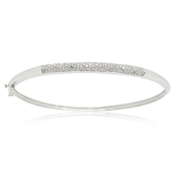 14K White Gold 0.50 CTTW Diamond Fashion Bangle