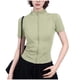 thumbnail image 3 of Xuyuer Yoga Waist Cinch Short Sleeve Top - Women's Casual Sports Half High Neck Summer Shirt for Workout Sessions, Athletic Streetwear Style & Breathable Gym-to-Street Wear, 3 of 4