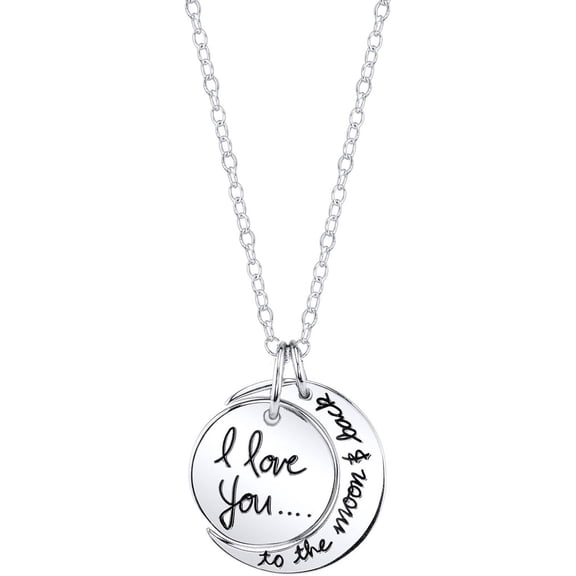 I Love You to the Moon and Back Necklace for Women - Sterling Silver Engraved Pendant, 18 Inch Gift for Her, Valentine's Day & Anniversary Jewelry