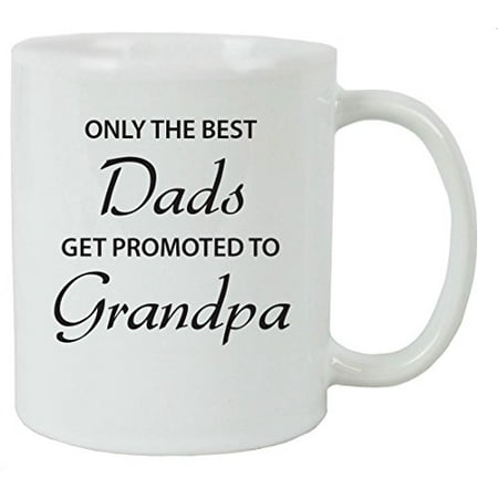 Only the Best Dads Get Promoted to Grandpa 11 oz White Ceramic Coffee Mug with FREE Gift Box - Great for Father's Day, Birthday, or Christmas Gift for Dad, Grandpa, Grandfather, Papa,