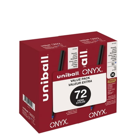 Uniball ONYX Rollerball Pens  Fine Point (0.7mm)  Blue Ink  72 Count