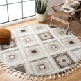 thumbnail image 2 of SAFAVIEH Moroccan Tassel Shag Elsie Moroccan Geometric Area Rug, Ivory/Brown, 8' x 10', 2 of 10