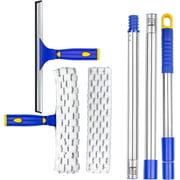 ITTAR 60 Window Squeegee with Long Handle, Glass Cleaning Tool Rubber Squeegee Cleaner Tool