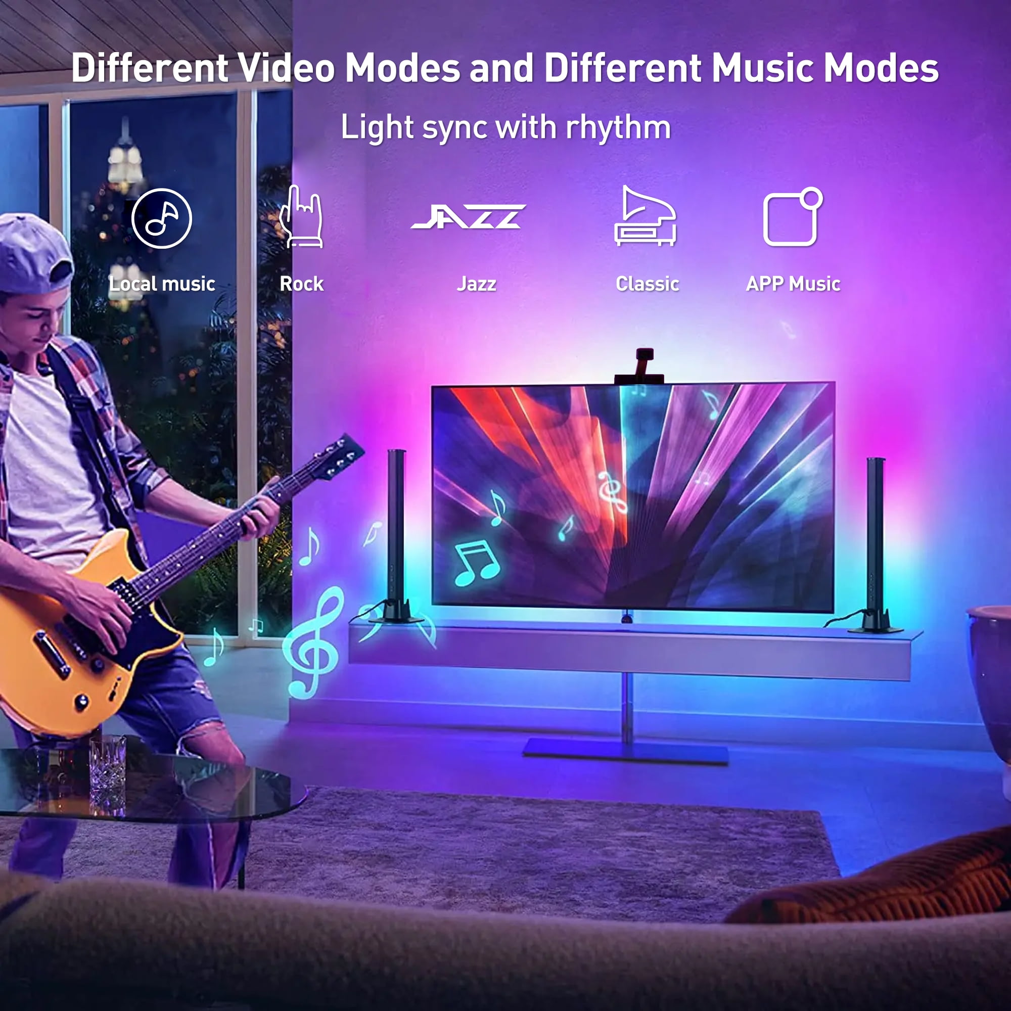 DAYBETTER TV LED Backlight with Camera, RGB-IC (2.4G Wi-Fi) 12.5ft for 55-65 inch TVs, App Control, Music Sync Lights,Led Light for TV,Bedroom,Computer,Gaming Room Decor,Party,HDTV Mood Lighting