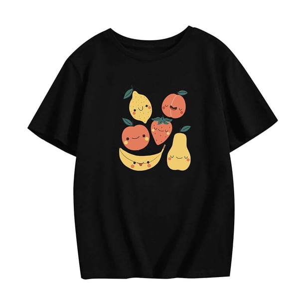 Gibobby Blusas Manga Larga Niños Camiseta de manga corta con cuello redondo para niños con estampado en el pecho, camiseta informal de verano, camiseta con patrón de animados(Negro, 4-5 Años)