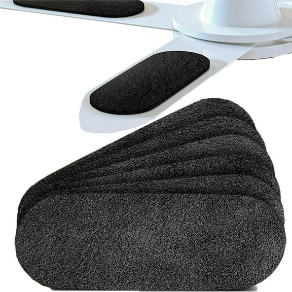 Ceiling Fan Filter Pads - Self-Adhesive Fan Blade Filters with Activated Charcoal Air Purifier Dust Eliminator Oval Shape DIY Air Cleaning Kit 6 Pack Black