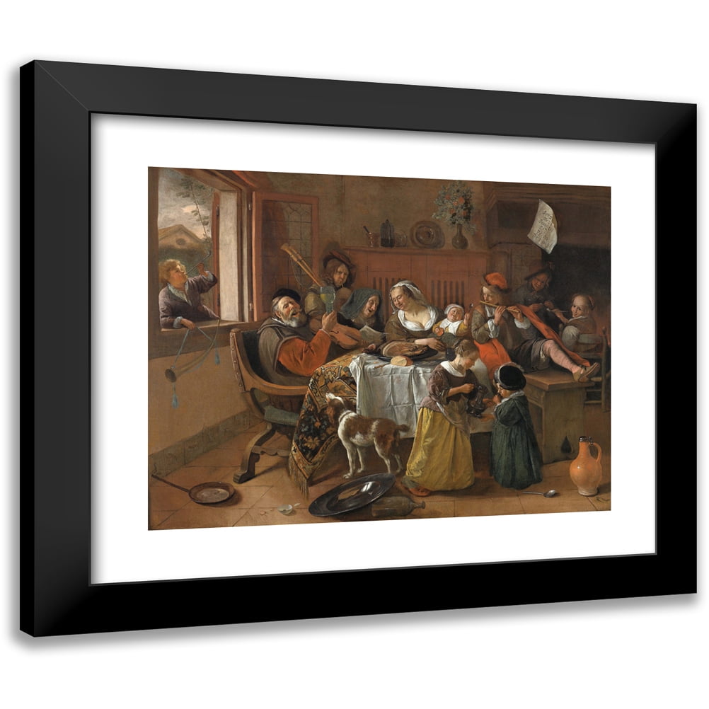 Jan Steen 14x12 Black Modern Framed Museum Art Print Titled - The Merry ...