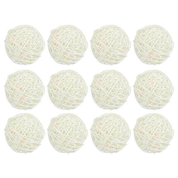 Uxcell 12 Pcs Wicker Rattan Balls 3 Inch Rattan Decorative Balls Vase Fillers for Wedding Party White