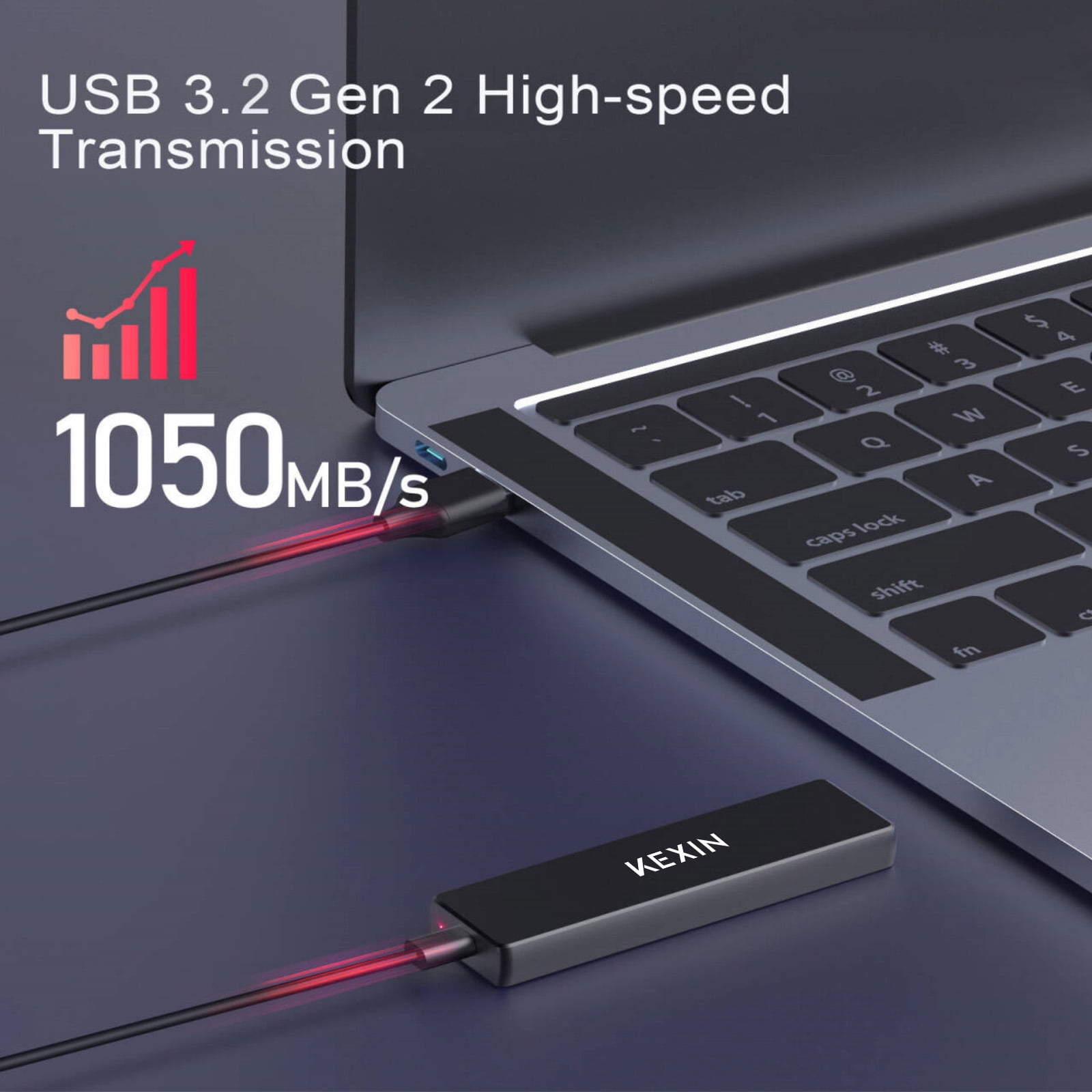 KEXIN 500G Portable SSD, External Hard Drive - Up to 1050MB/s,USB 3.2 Gen2 High Speed Game Drive ,Compatible with PS4/ Windows/Mac,Black