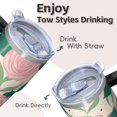 thumbnail image 4 of Rose 20oz Stainless Steel Tumbler with Handle and Straw – Insulated Travel Cup with Sliding Lid, 360° Full Wrap Printed Mug for Home, Outdoor & Sports Use, Flower, 4 of 6