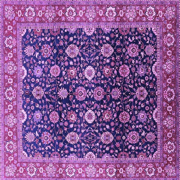 Ahgly Company Indoor Square Oriental Purple Industrial Area Rugs, 5' Square