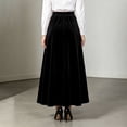 thumbnail image 5 of Wxolcjlv Womens Velvet Maxi Skirt Elastic Waist Pleated Full Cut Skirts, 5 of 6