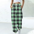 thumbnail image 2 of Ashirexll Pants for Women, Womens Casual Pants, Ladies' Fashion Plaid Color Matching Summer Casual Pants with Pockets Elastic Waist Drawstring Leg Tight Long Pants, 2 of 5