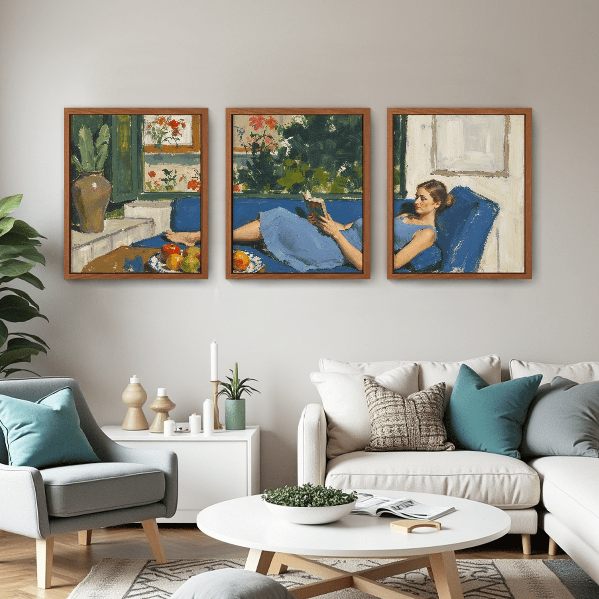 MAYEERTY Modern Abstract Wall Art Painting, Living Room Decor, Brown MDF Frame, 7.87"x9.84"