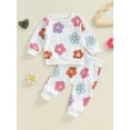 thumbnail image 2 of FEORJGP Little Girl 2Pcs Casual Outfits 0 6M 12M 18M 2T 3T Toddler Baby Long Sleeve Pullovers Bow/Floral Print Sweatshirts Crew Neck Tops + SweatpantsCute Comfy Daily Clothes for Spring Fall, 2 of 8
