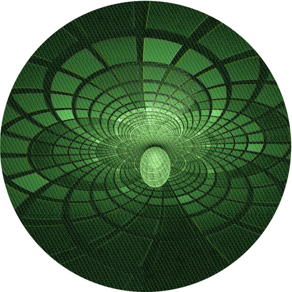 Ahgly Company Indoor Round Patterned Night Black Area Rugs, 4' Round