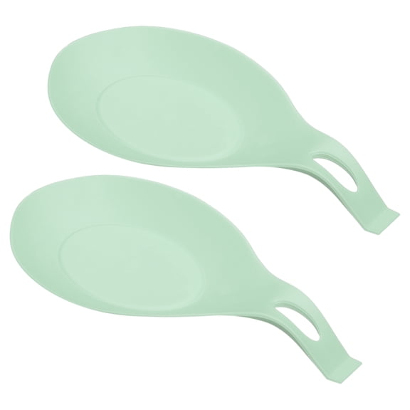 Uxcell 7.68" x 3.74" Heat Resistant Silicone Spoon Rest Kitchen Utensil Holder, Light Green 2Pack