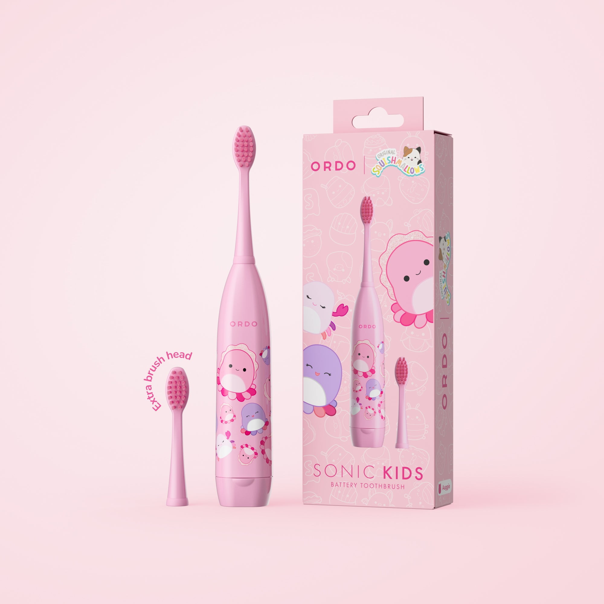 Ordo Sonic Kids Battery Toothbrush - Squishmallows Auggie - Pink