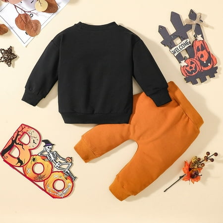 

nsendm Junior Track Suit Toddler Kids Baby Boy Girl Christmas Clothes Crewneck Sweatshirt Pullover Long Sleeve Shirt Set Boy Childrenscostume Blue 6-12 Months