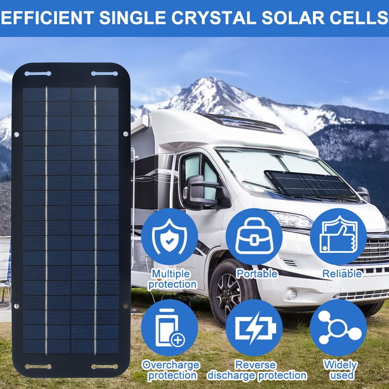 30W 12V Solar Panel Trickle Charger Kit – Maintains Boat, Car, RV, And Marine Batteries